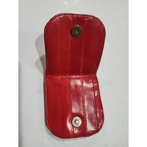 Eel Skin Small Wallet Coin Purse Vintage 1980s Red - Picture 4 of 5